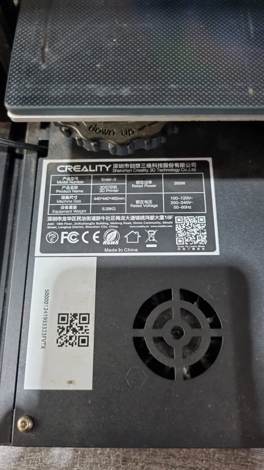 USADA Ender 3 NEO 220X220X250mm - DETALLE EN LA CAMA - MEJORA DE REFRIGERACION EN EL CABEZAL - Impresora 3D FDM Creality 30 DIAS DE GARANTIA SE RETIRA EN SUC MORON