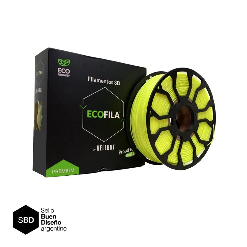 Amarillo Fluo CON CARRETEL Filamento Hellbot ECOFILA PLA 1,75mm 1kg ECOFILA 3611