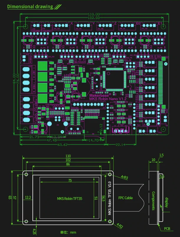 PLACA Motherboard + TFT 3.5" para impresora 3D 32Bits para firmware Marlin-MKS, no incluye drivers COD 31282