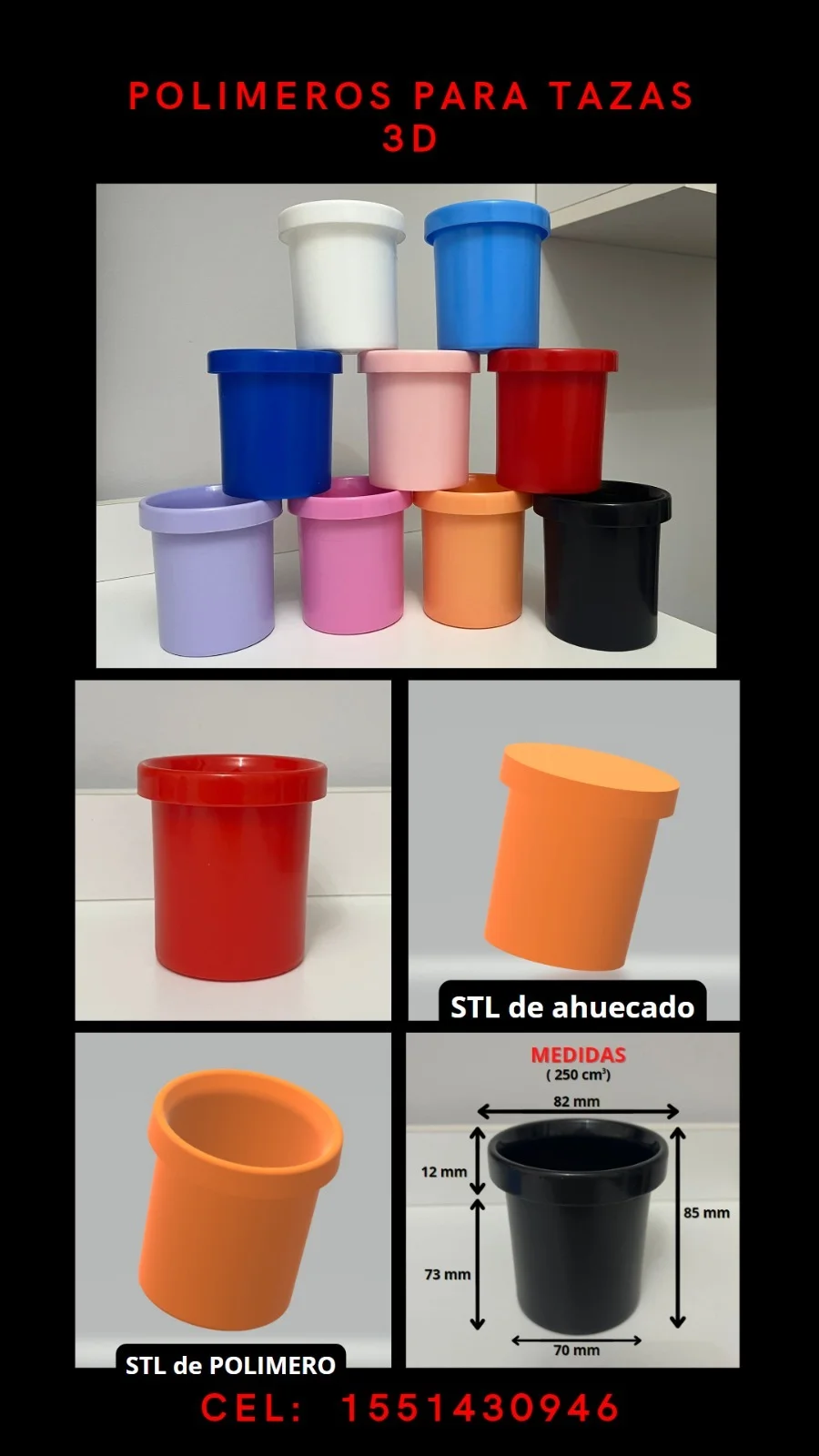 CELESTE ALTA TAZA interior de taza para impresión 3d con borde polimero AT