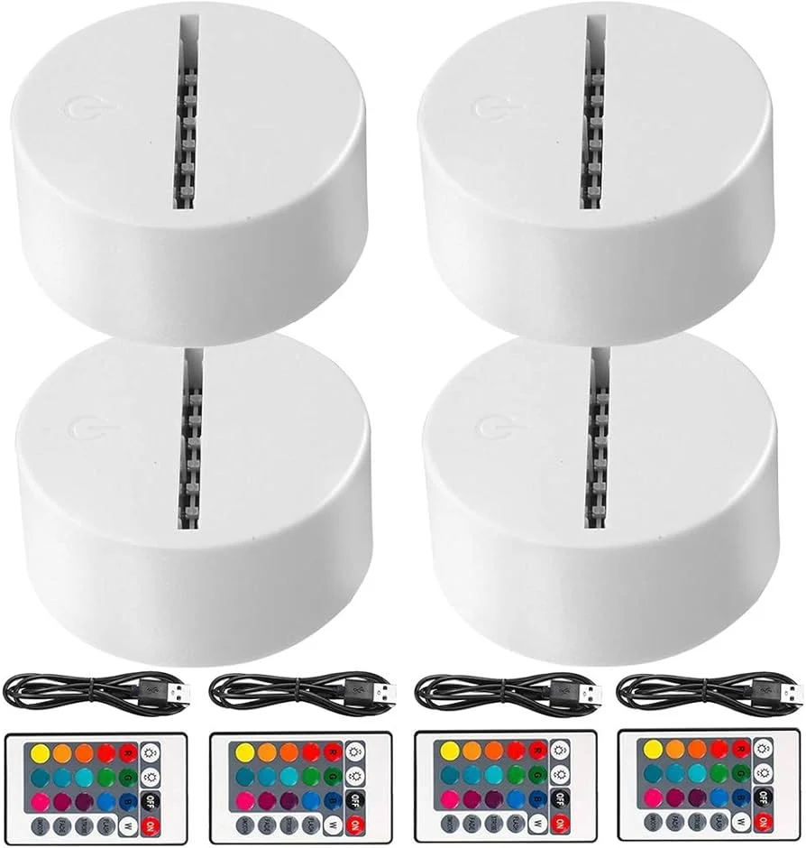 BLANCO  Base Led Rgb Con Control Remoto Para Lampara Acrílico laserable – Decoración de interiores