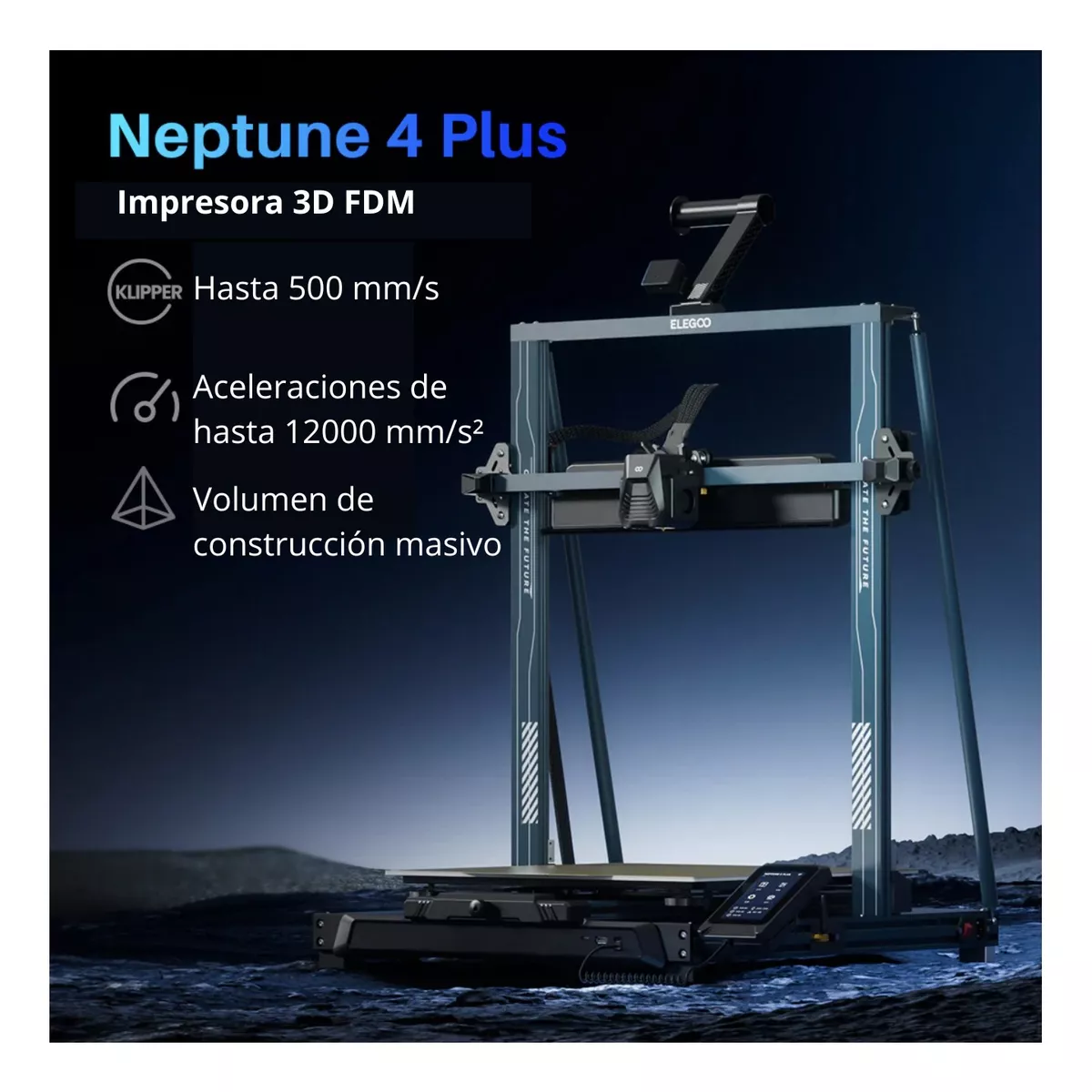 Neptune 4 Plus 320x320x385mm Klipper 500mms Impresora 3D FDM ELEGOO NEPTUNE-4PLUS
