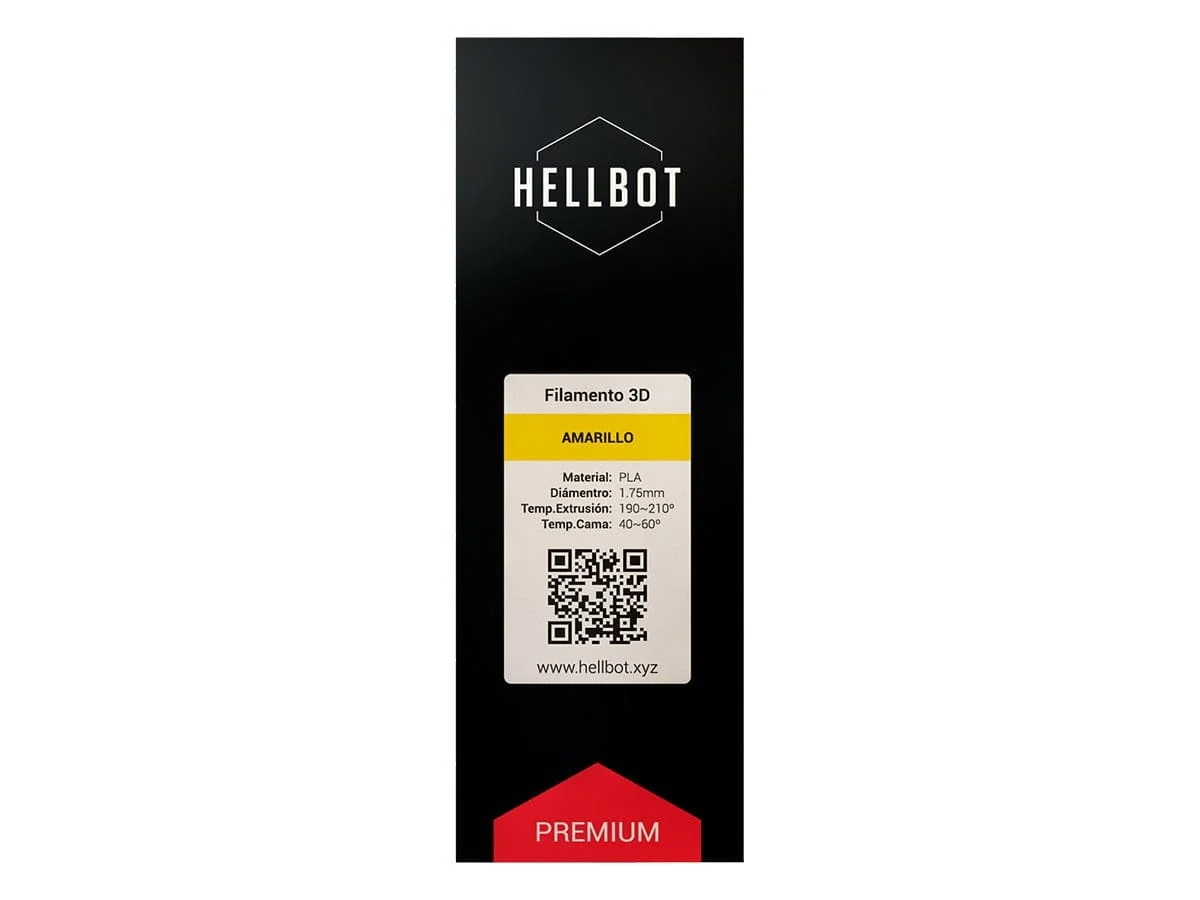 Amarillo CON CARRETEL PLA HELLBOT Filamento 3D 1,75mm x 1KG ECOFILA 3594